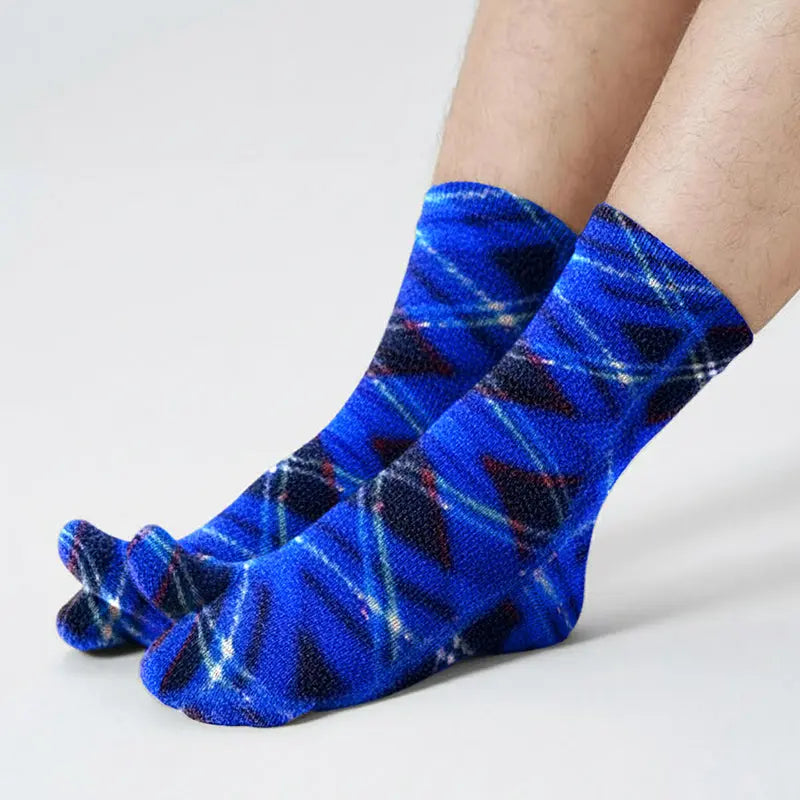 Polar Feet Fleece Tabi Socks - Blue Argyle