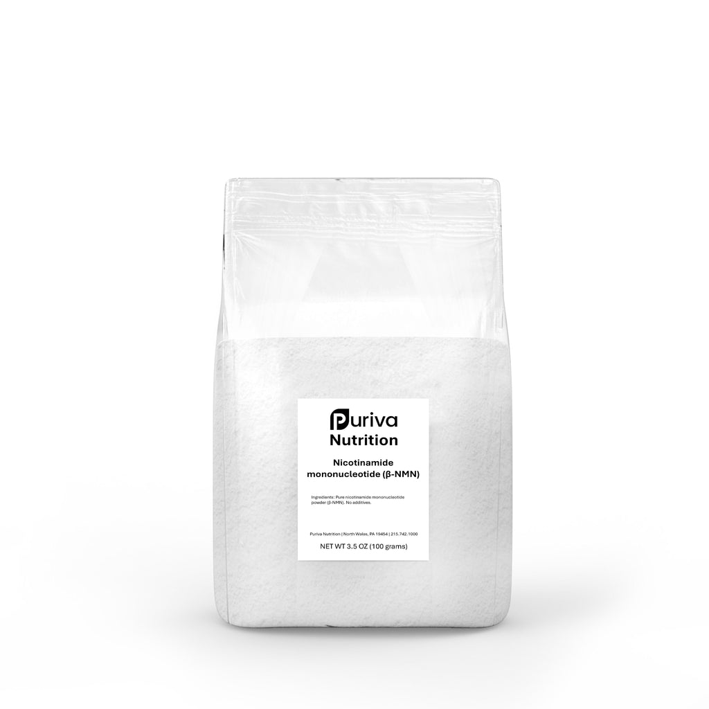 Pure NMN powder (Nicotinamide mononucleotide | β-NMN) NAD+ precursor, 100 grams, scoop included, Puriva Nutrition